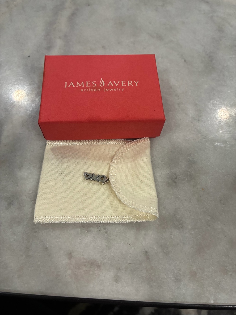 James Avery Sterling 'XO’ Charm with Box and Dust Bag